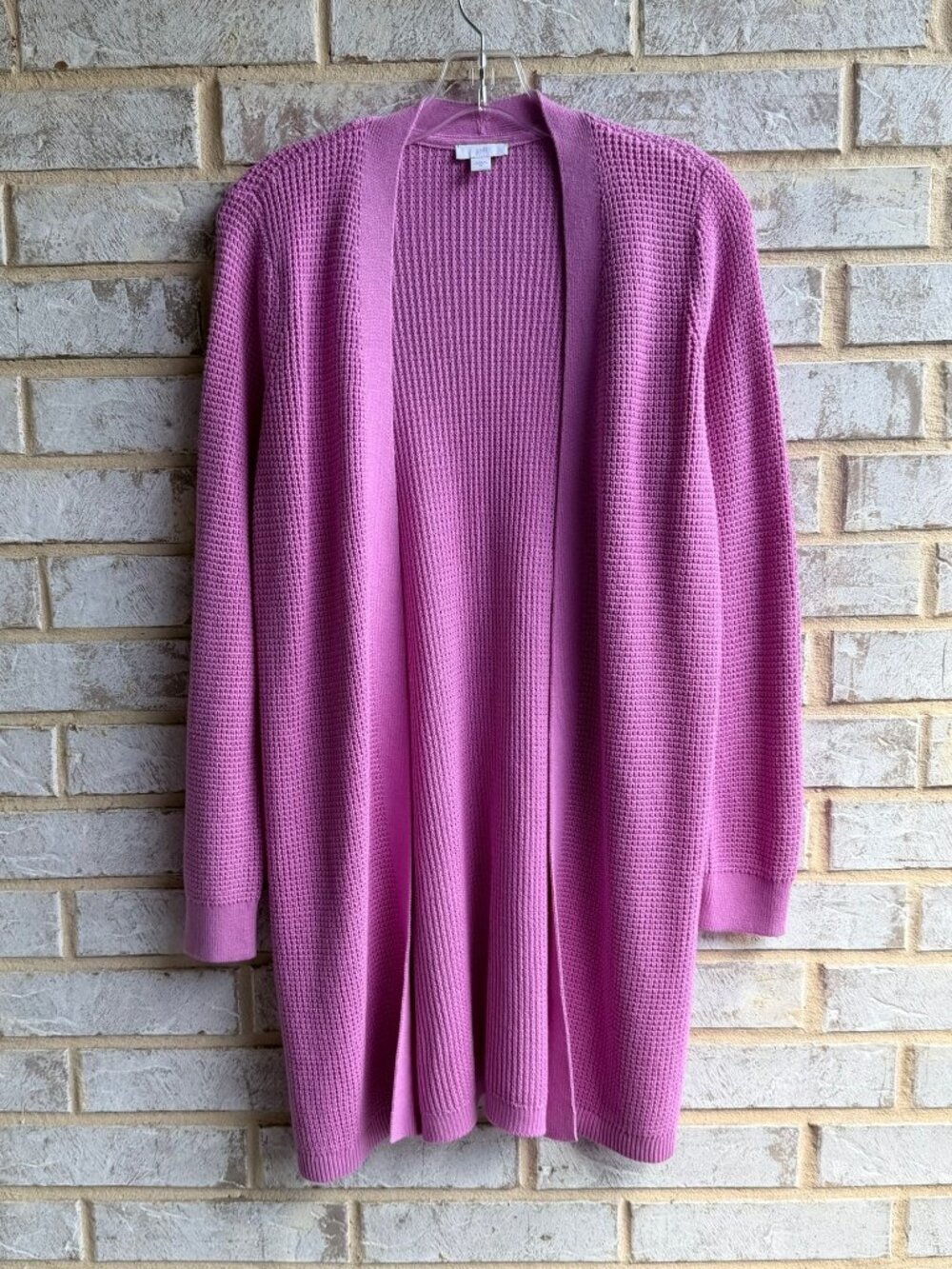 J.Jill Long Sleeve Pink Split Side Open Front Cardigan Sweater Size XS.